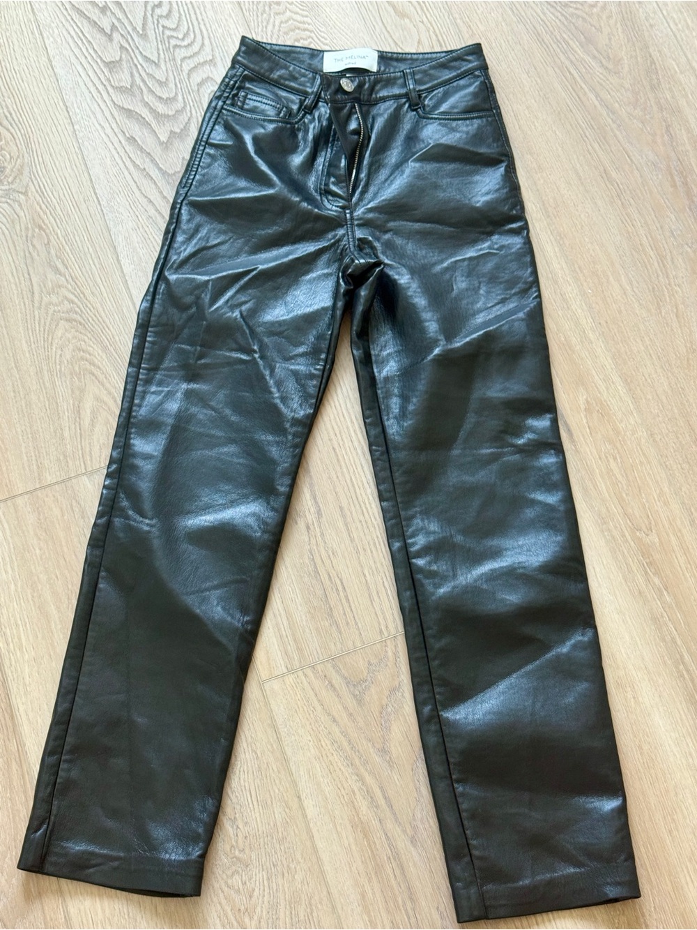 Wilfred Black Faux-Leather Straight Leg Trousers